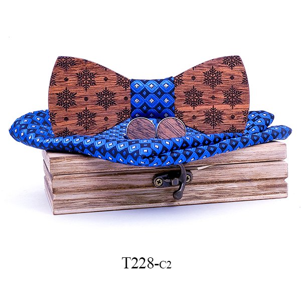 T228 T228  Snowflake Cutout Bow Tie Set, Walnut — colour C2