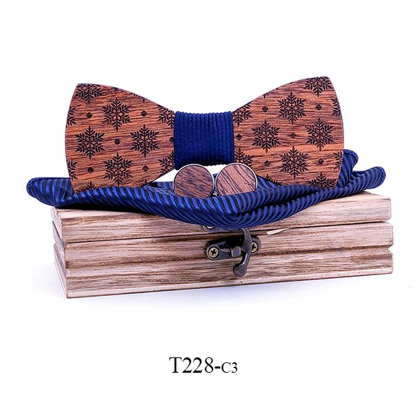 T228 T228  Snowflake Cutout Bow Tie Set, Walnut — colour C3