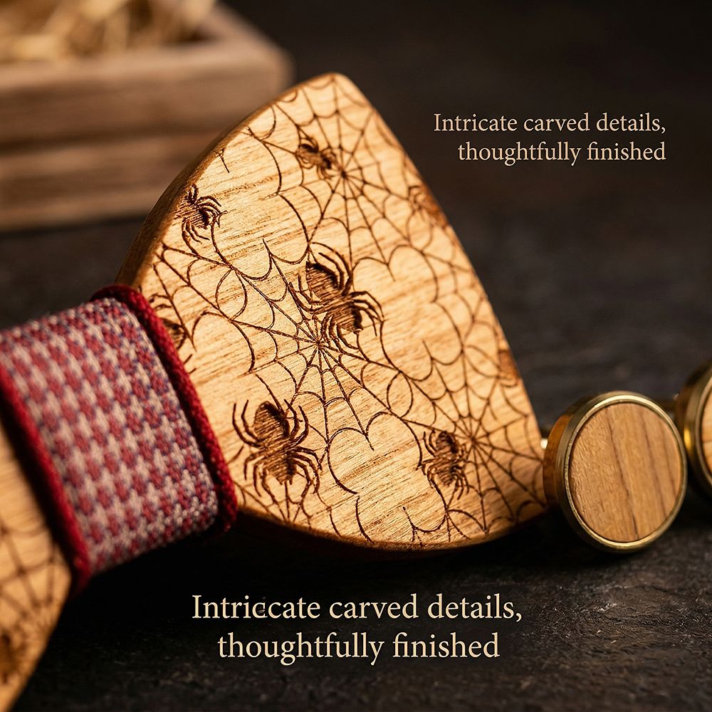 T229 T229  Solid Grain Bow Tie Set, Walnut — view 2