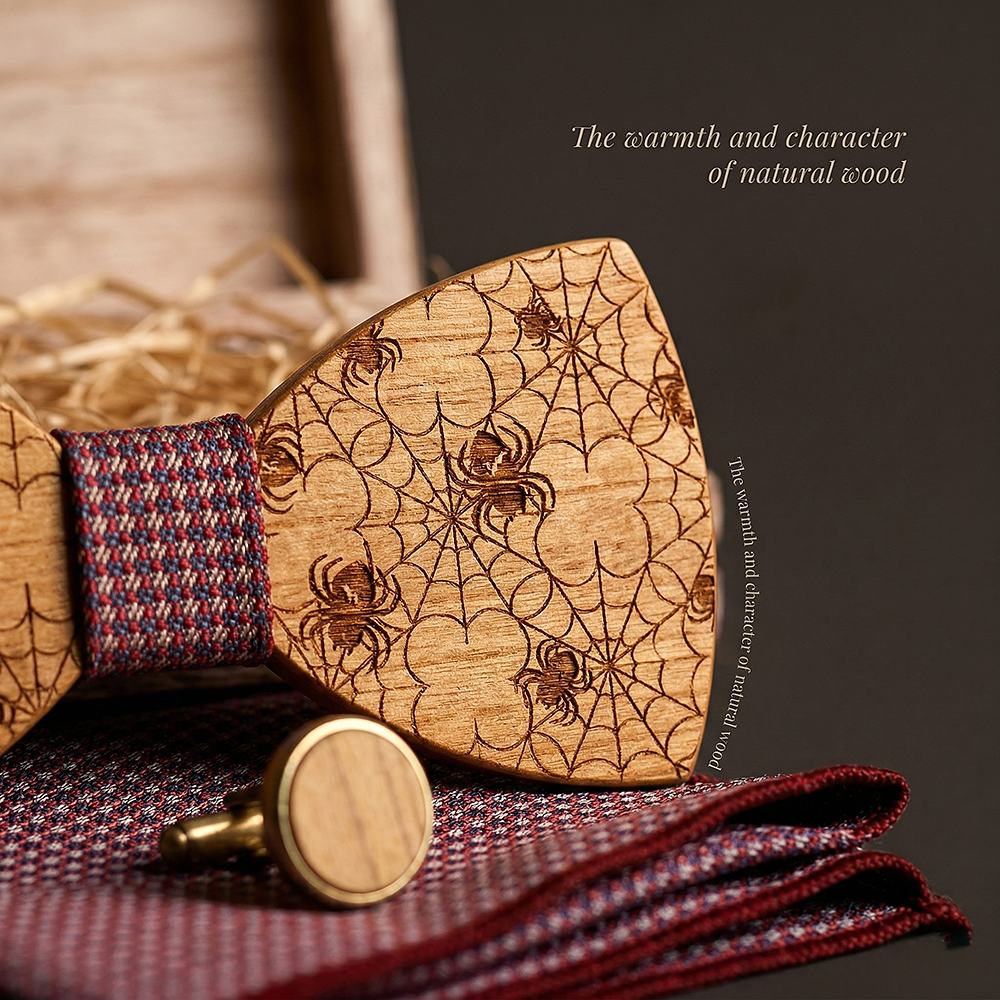 T229 T229  Solid Grain Bow Tie Set, Walnut — view 4