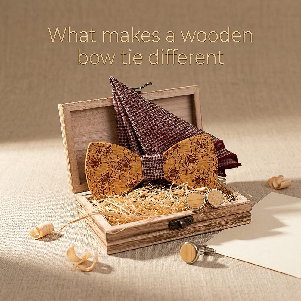 T229 T229  Solid Grain Bow Tie Set, Walnut — view 8