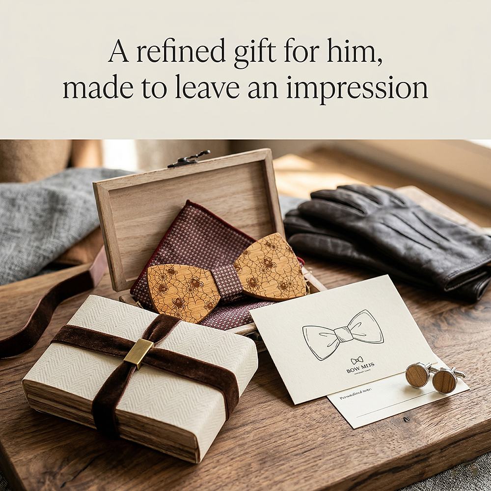 T229 T229  Solid Grain Bow Tie Set, Walnut — view 9