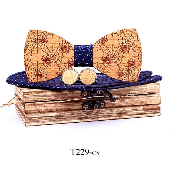 T229 T229  Solid Grain Bow Tie Set, Walnut — colour C5
