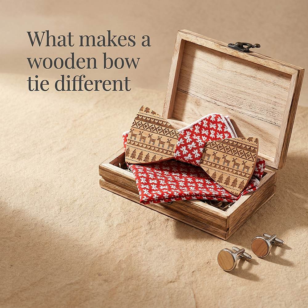 T230 T230  Tribal Geometric Engraving Bow Tie Set, Maple — view 8