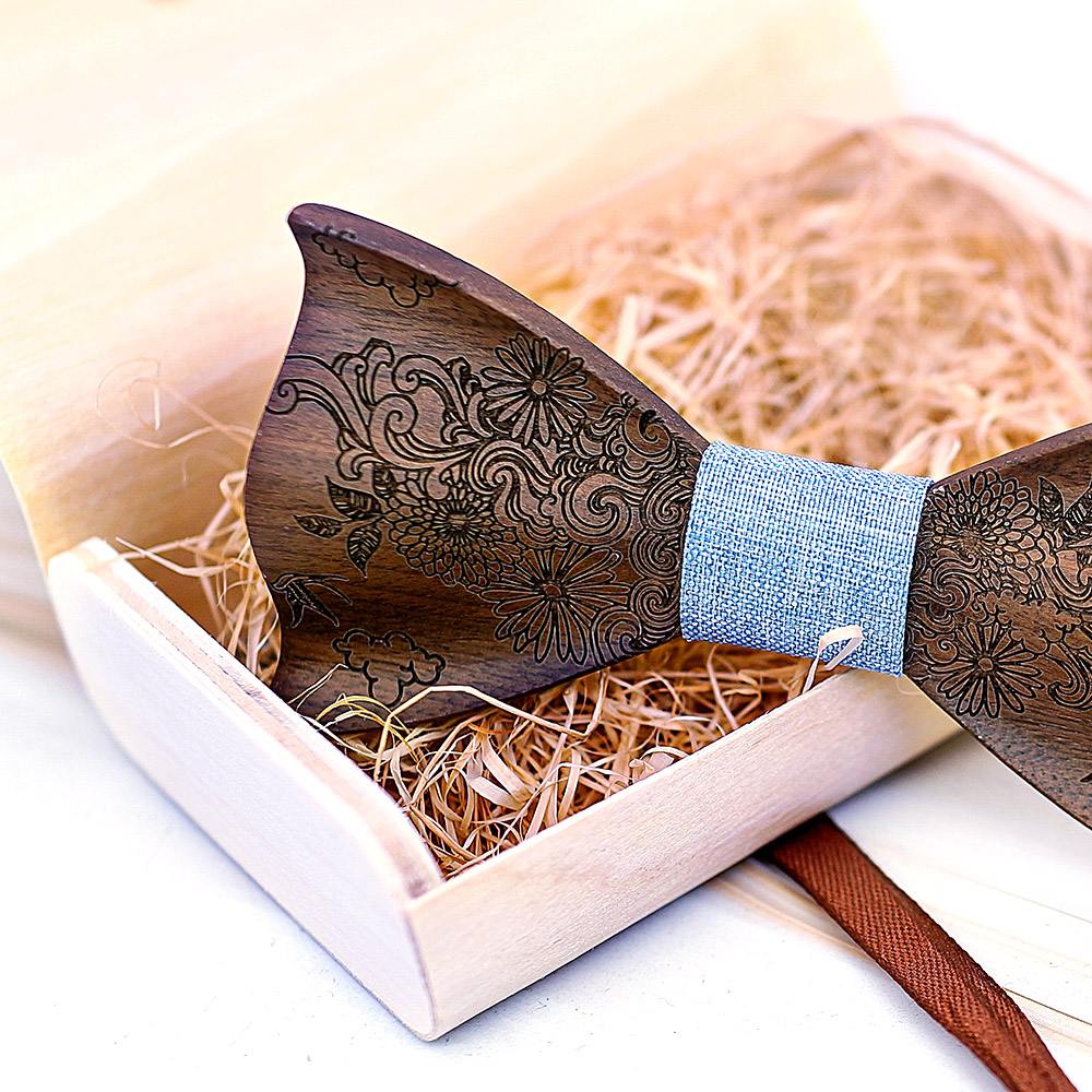 T233 T233  Engraved Flower Bow Tie Set, Maple — colour C5