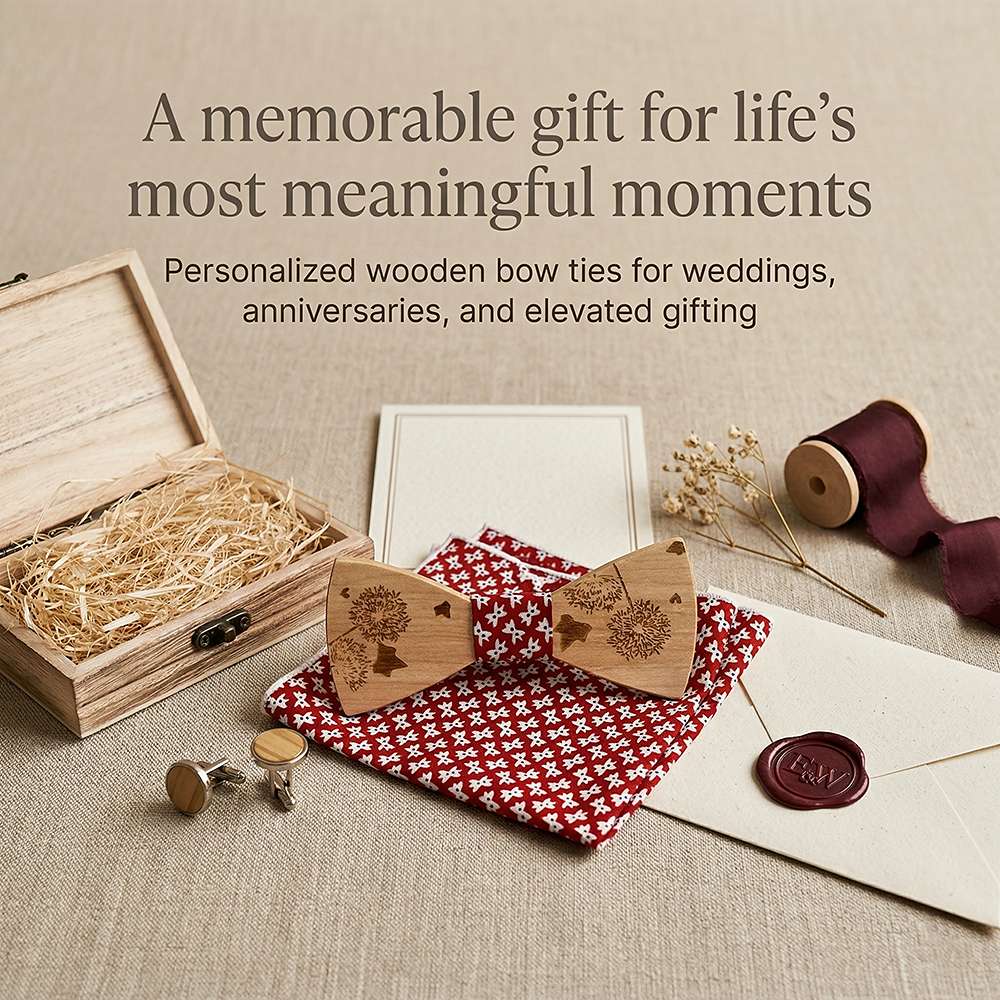 T237 T237  Dandelion Engraving Bow Tie Set, Maple — view 5