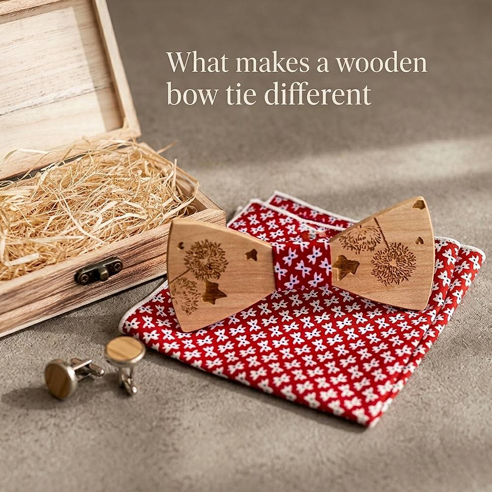 T237 T237  Dandelion Engraving Bow Tie Set, Maple — view 7