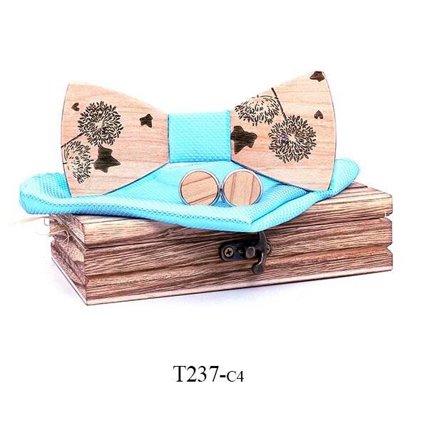 T237 T237  Dandelion Engraving Bow Tie Set, Maple — colour C4