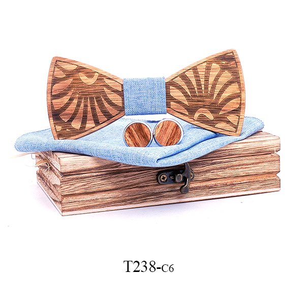 T238 T238  Feather Engraving Bow Tie Set, Walnut — colour C6