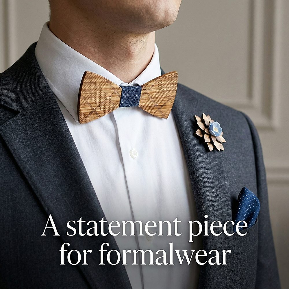 T239  Grain Bow Tie Set, Zebrawood