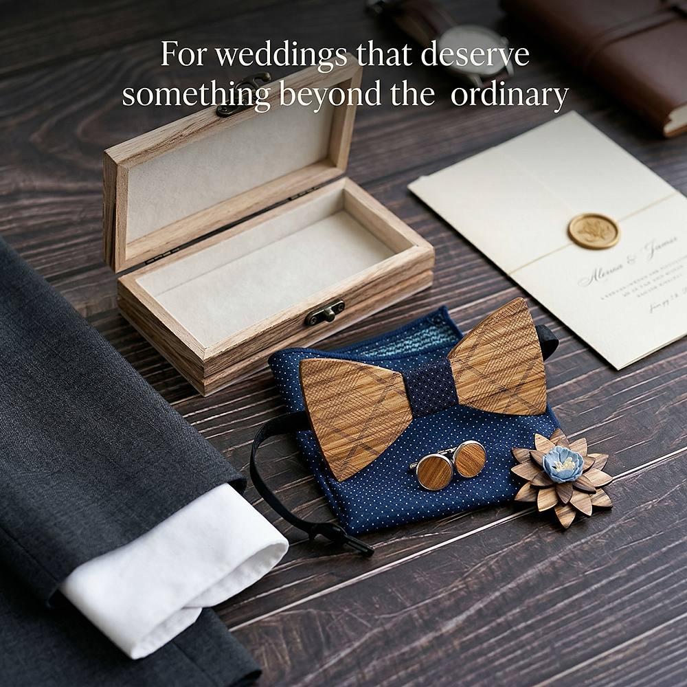 T239 T239  Grain Bow Tie Set, Zebrawood — view 10