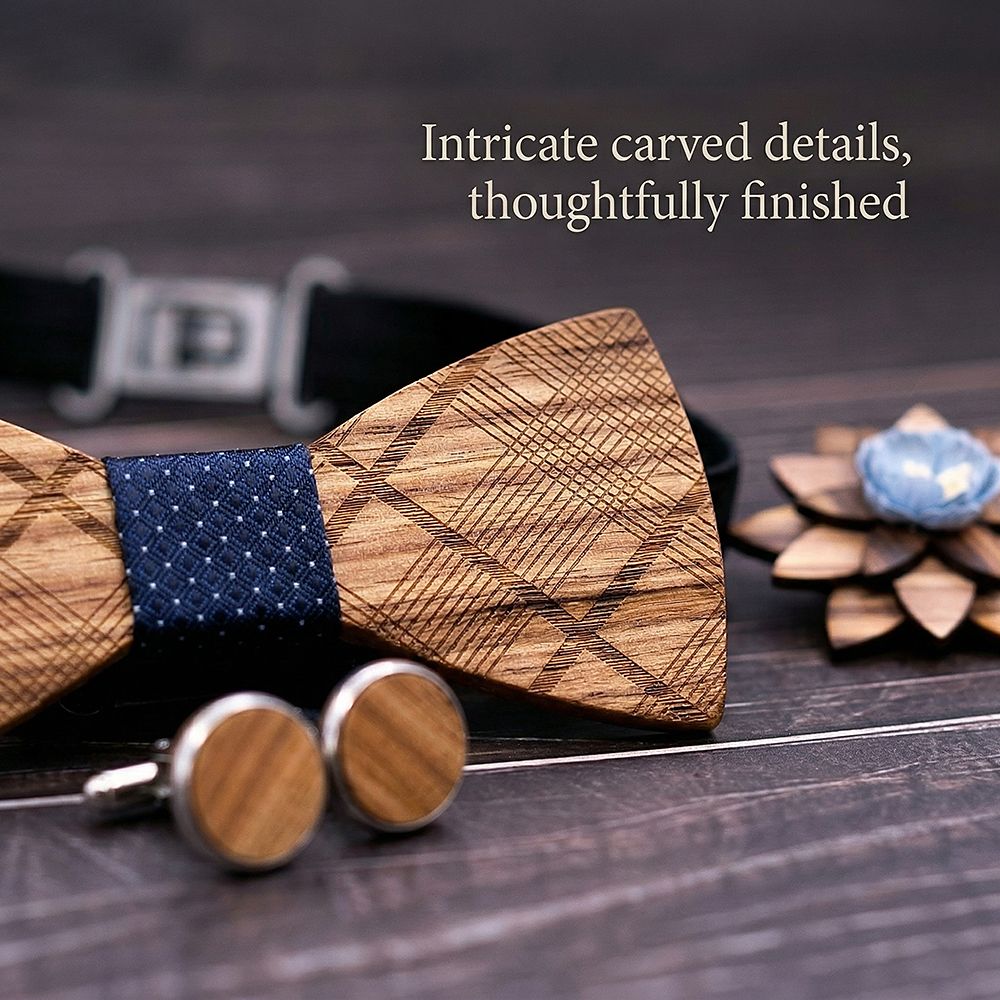 T239 T239  Grain Bow Tie Set, Zebrawood — view 2