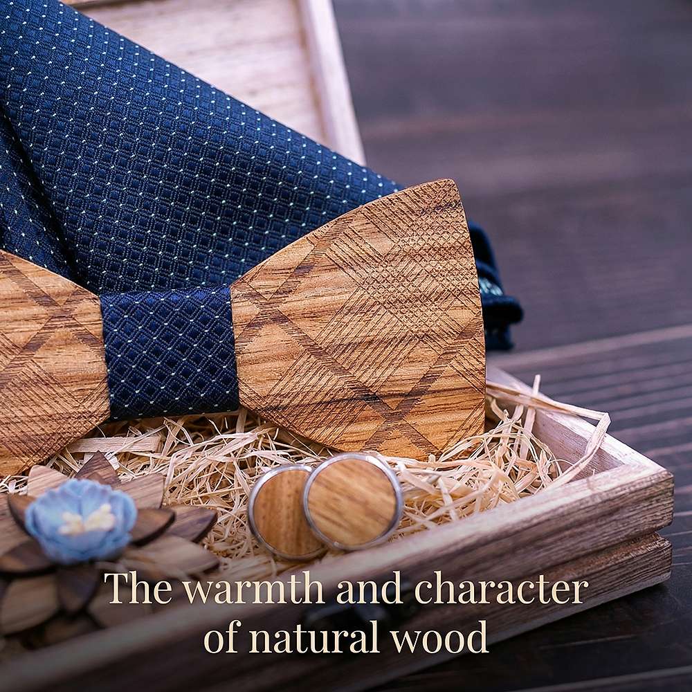 T239 T239  Grain Bow Tie Set, Zebrawood — view 4