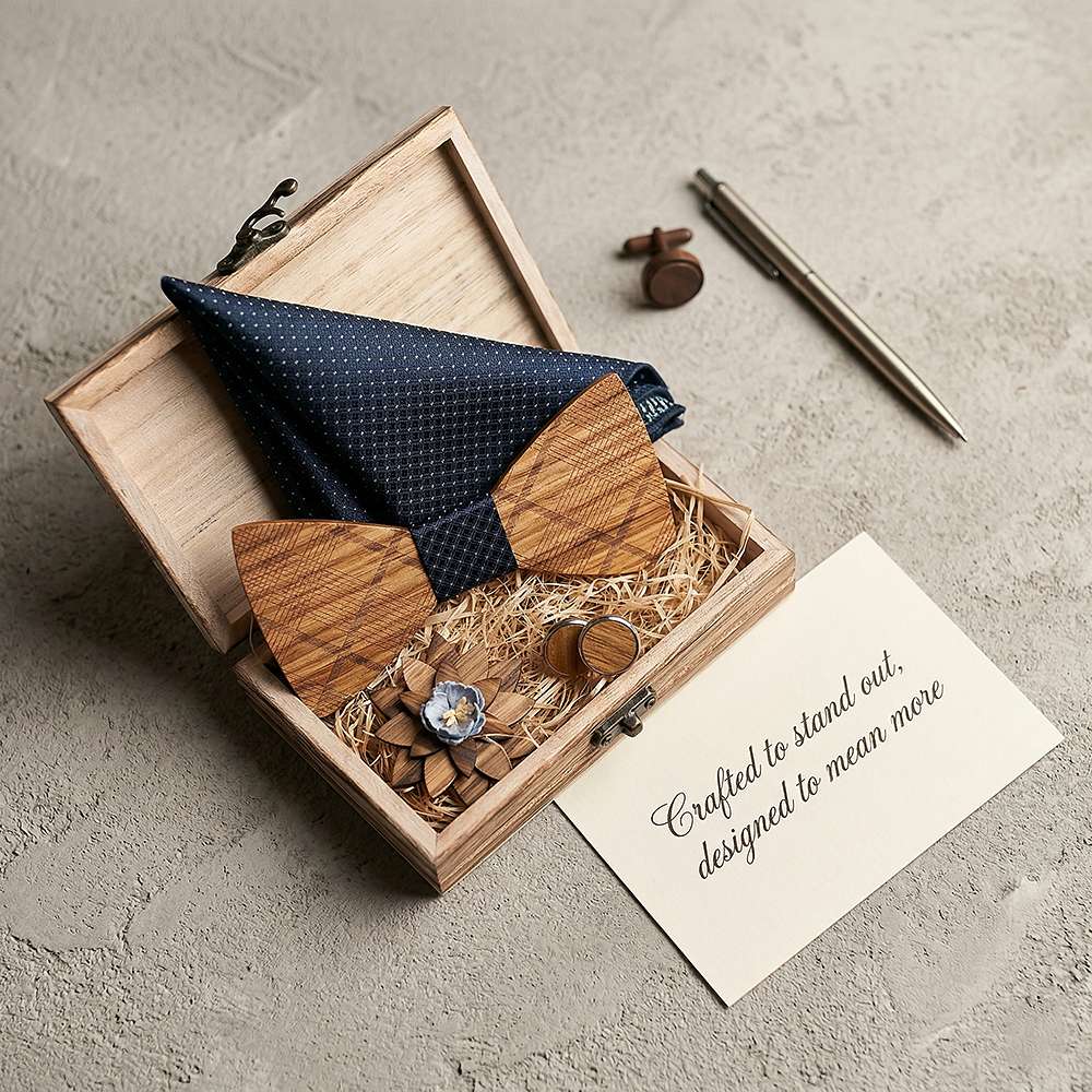 T239 T239  Grain Bow Tie Set, Zebrawood — view 7