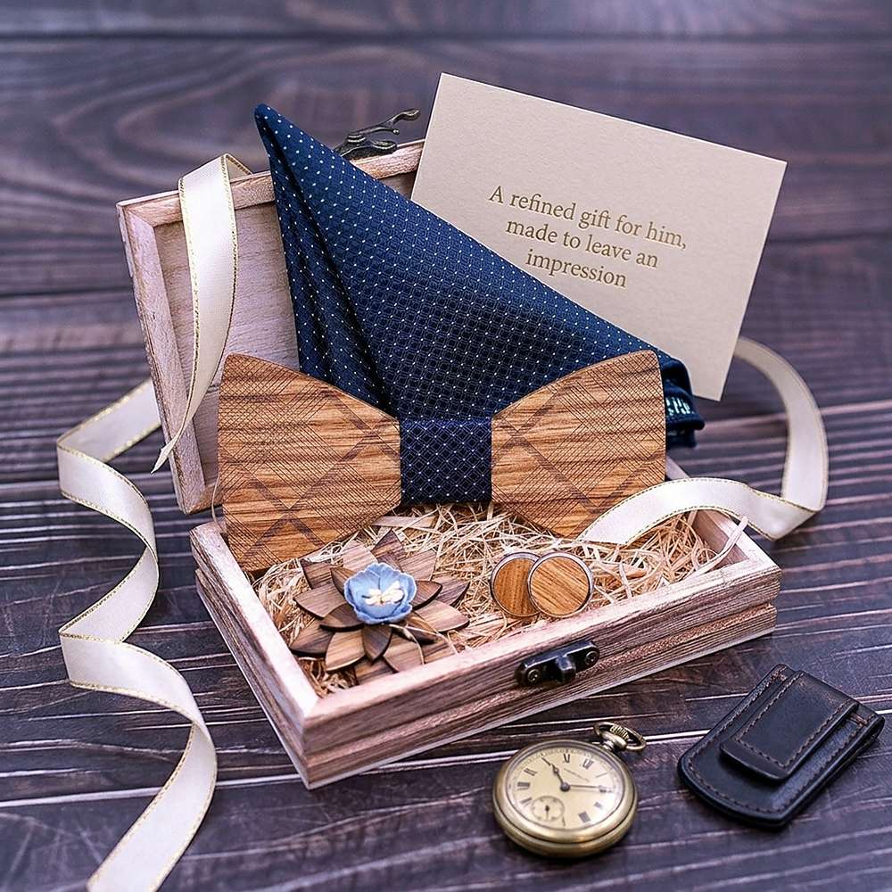 T239 T239  Grain Bow Tie Set, Zebrawood — view 9