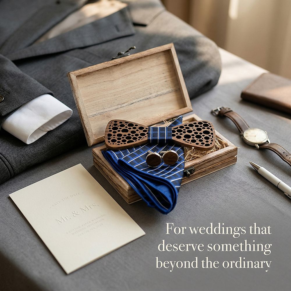 T241 T241  Damask Floral Cutout Bow Tie Set, Walnut — view 10