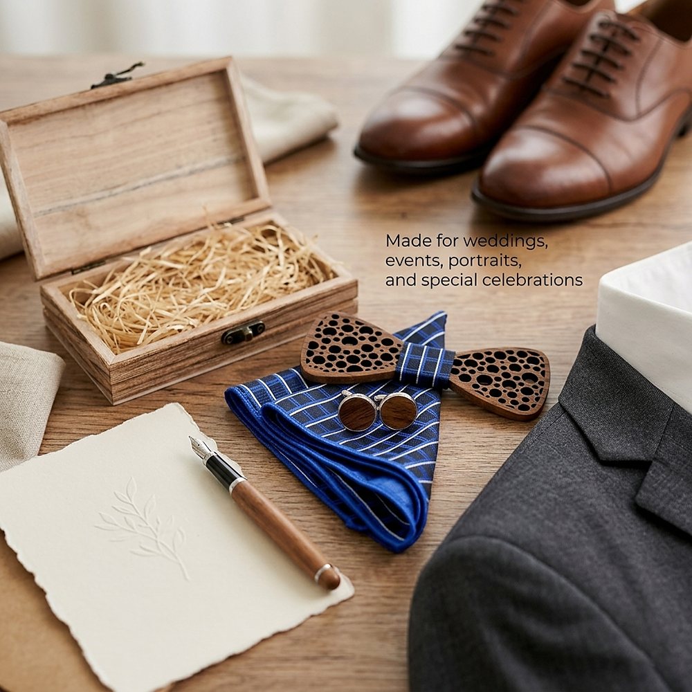 T241 T241  Damask Floral Cutout Bow Tie Set, Walnut — view 3