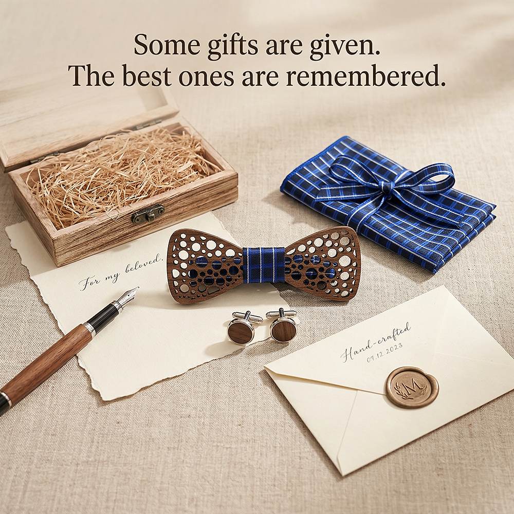 T241 T241  Damask Floral Cutout Bow Tie Set, Walnut — view 6