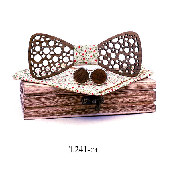 T241 T241  Damask Floral Cutout Bow Tie Set, Walnut — colour C1
