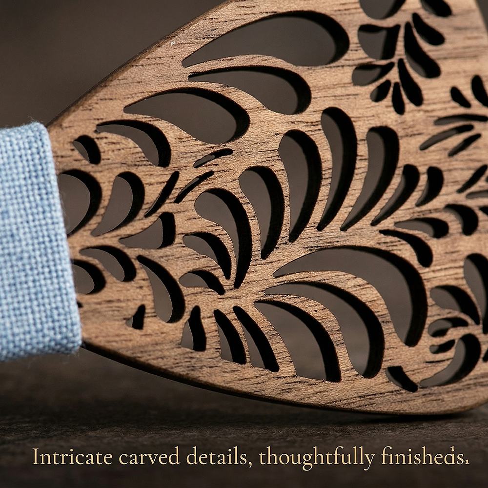 T242 T242  Floral Vine Cutout Bow Tie Set, Walnut — view 2