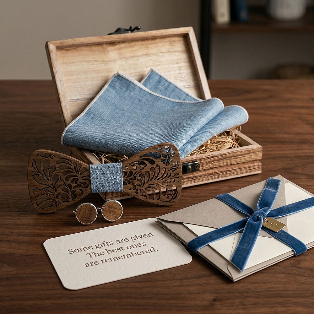 T242 T242  Floral Vine Cutout Bow Tie Set, Walnut — view 6