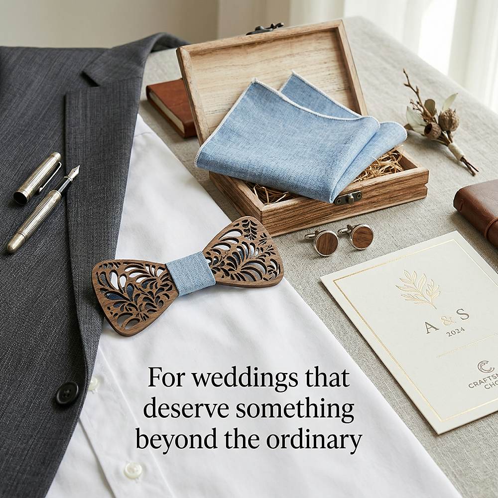 T242 T242  Floral Vine Cutout Bow Tie Set, Walnut — view 9