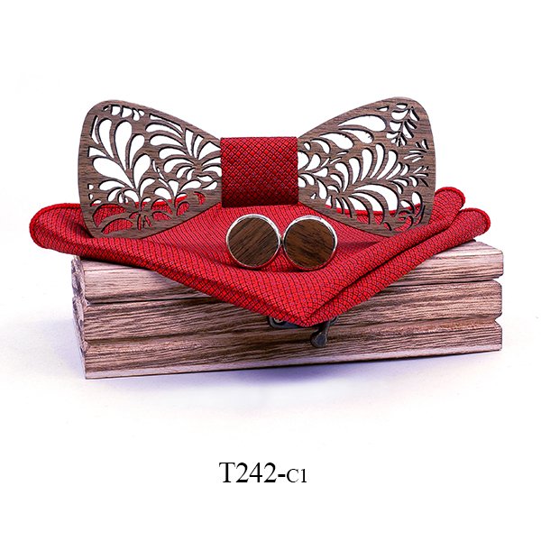 T242 T242  Floral Vine Cutout Bow Tie Set, Walnut — colour C1