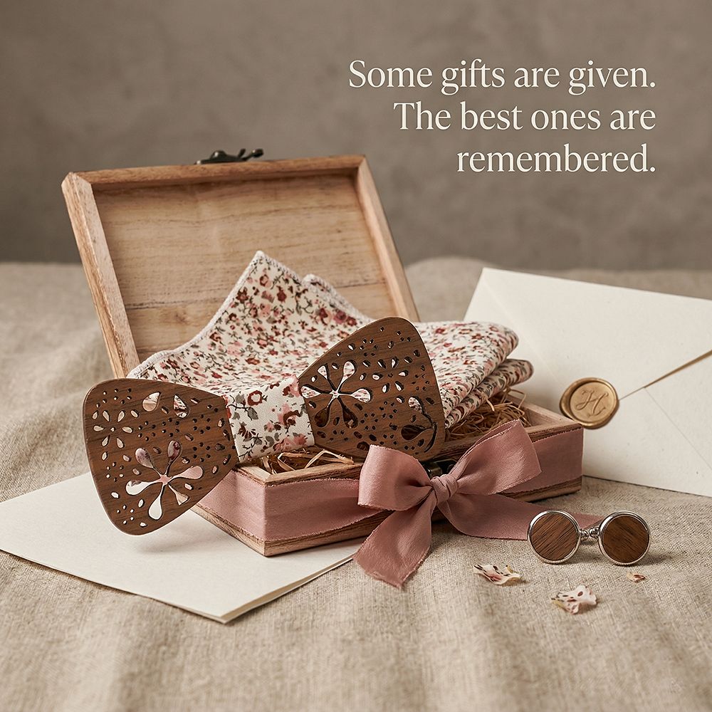 T243 T243  Floral Lace Cutout Bow Tie Set, Maple — view 6