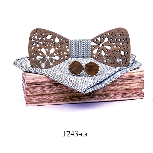 T243 T243  Floral Lace Cutout Bow Tie Set, Maple — colour C3
