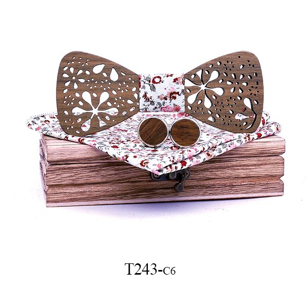 T243 T243  Floral Lace Cutout Bow Tie Set, Maple — colour C6