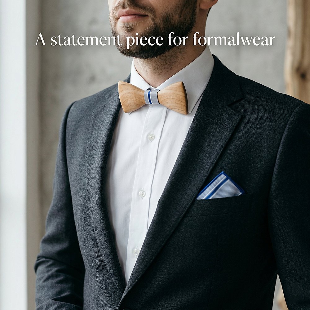 T244  Solid Grain Bow Tie Set, Maple