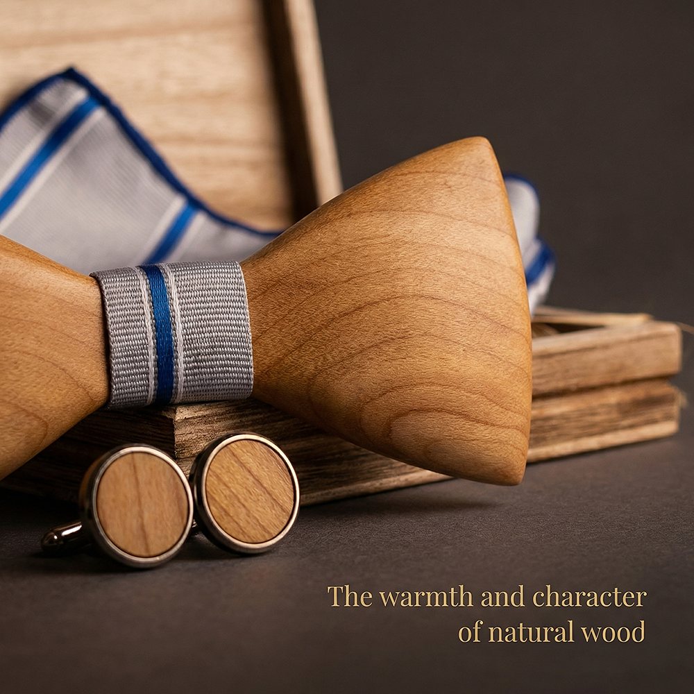 T244 T244  Solid Grain Bow Tie Set, Maple — view 4