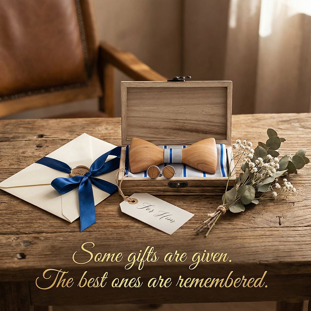 T244 T244  Solid Grain Bow Tie Set, Maple — view 6