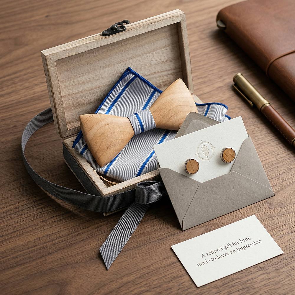 T244 T244  Solid Grain Bow Tie Set, Maple — view 8