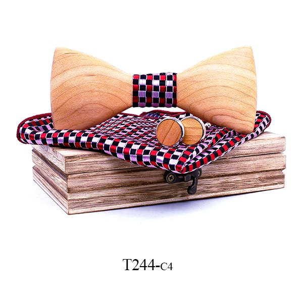 T244 T244  Solid Grain Bow Tie Set, Maple — colour C4