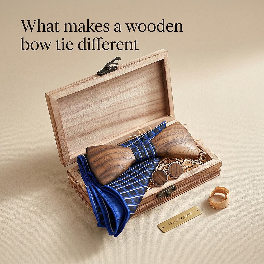 T245 T245  Sculpted Solid Bow Tie Set, Walnut — view 7
