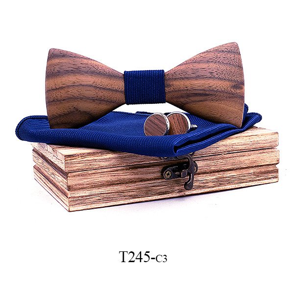 T245 T245  Sculpted Solid Bow Tie Set, Walnut — colour C1