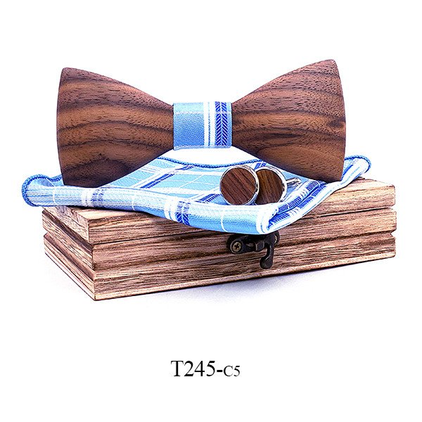T245 T245  Sculpted Solid Bow Tie Set, Walnut — colour C3