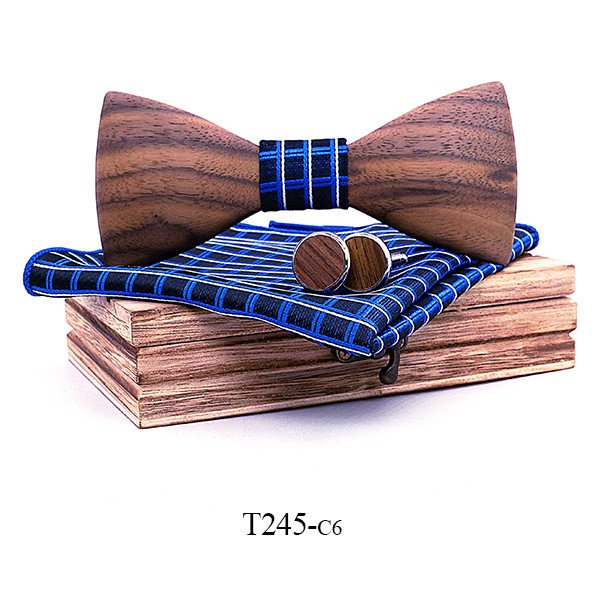 T245 T245  Sculpted Solid Bow Tie Set, Walnut — colour C4