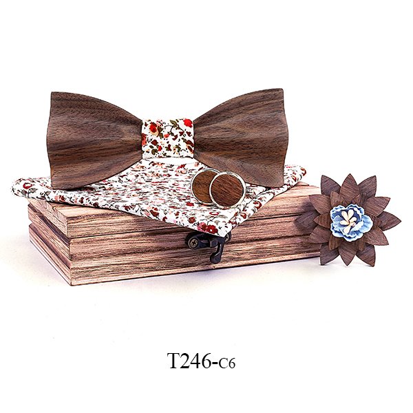 T246 T246  Floral Cutout Bow Tie Set, Maple — colour C6