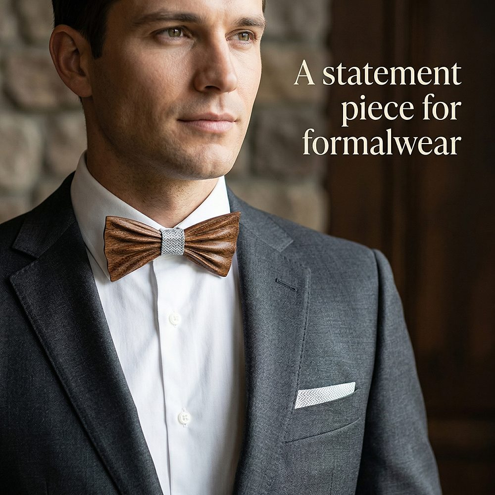 T247  Grain Bow Tie Set, Zebrawood