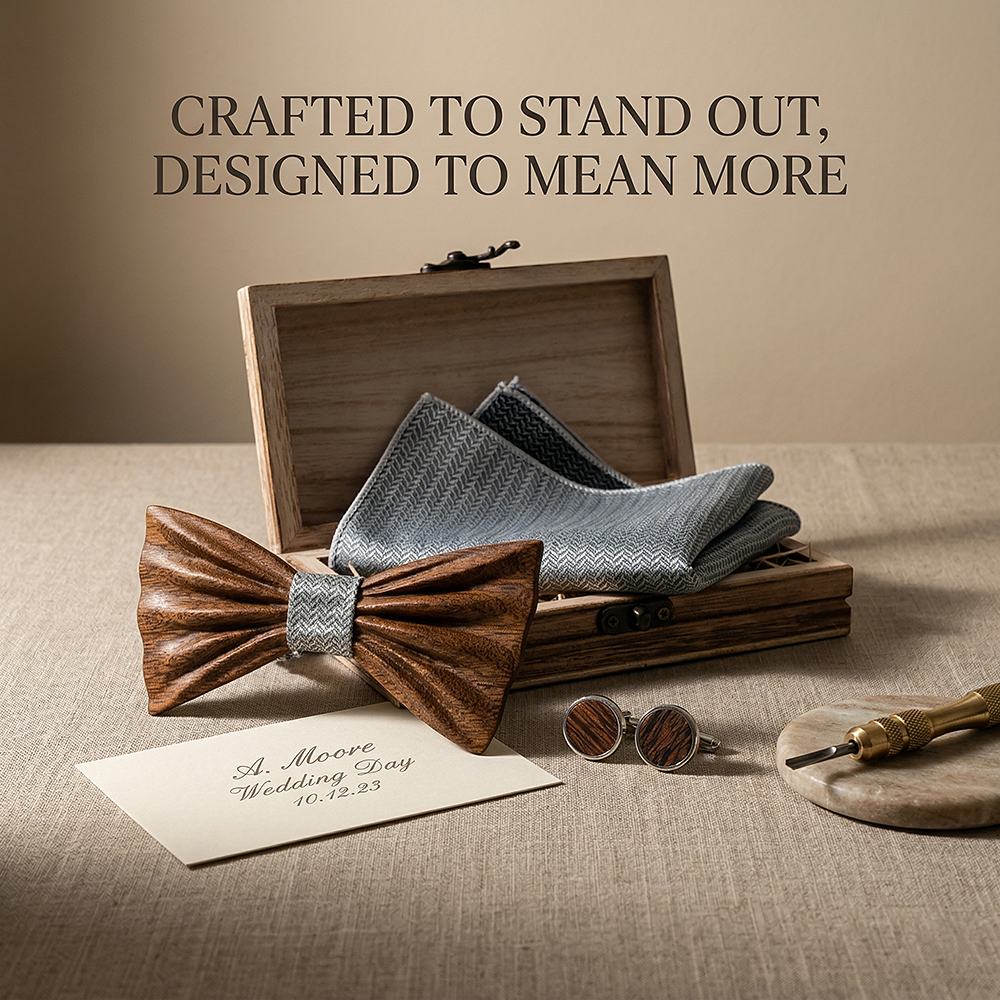 T247 T247  Grain Bow Tie Set, Zebrawood — view 7