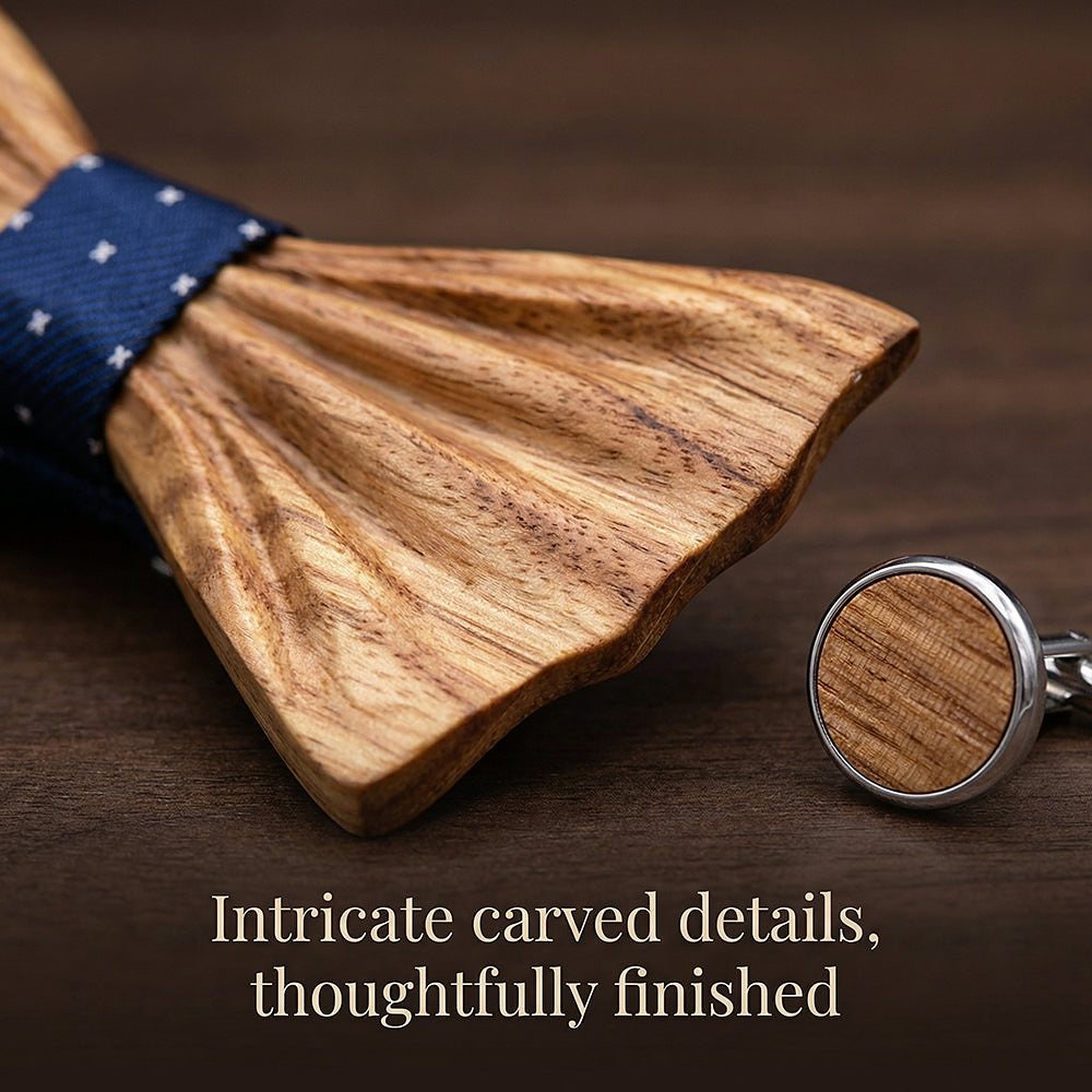 T248 T248  Grain Bow Tie Set, Zebrawood — view 2