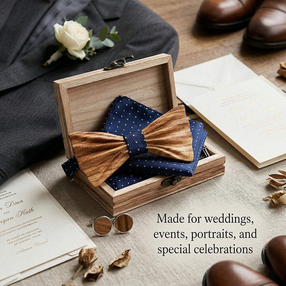 T248 T248  Grain Bow Tie Set, Zebrawood — view 3