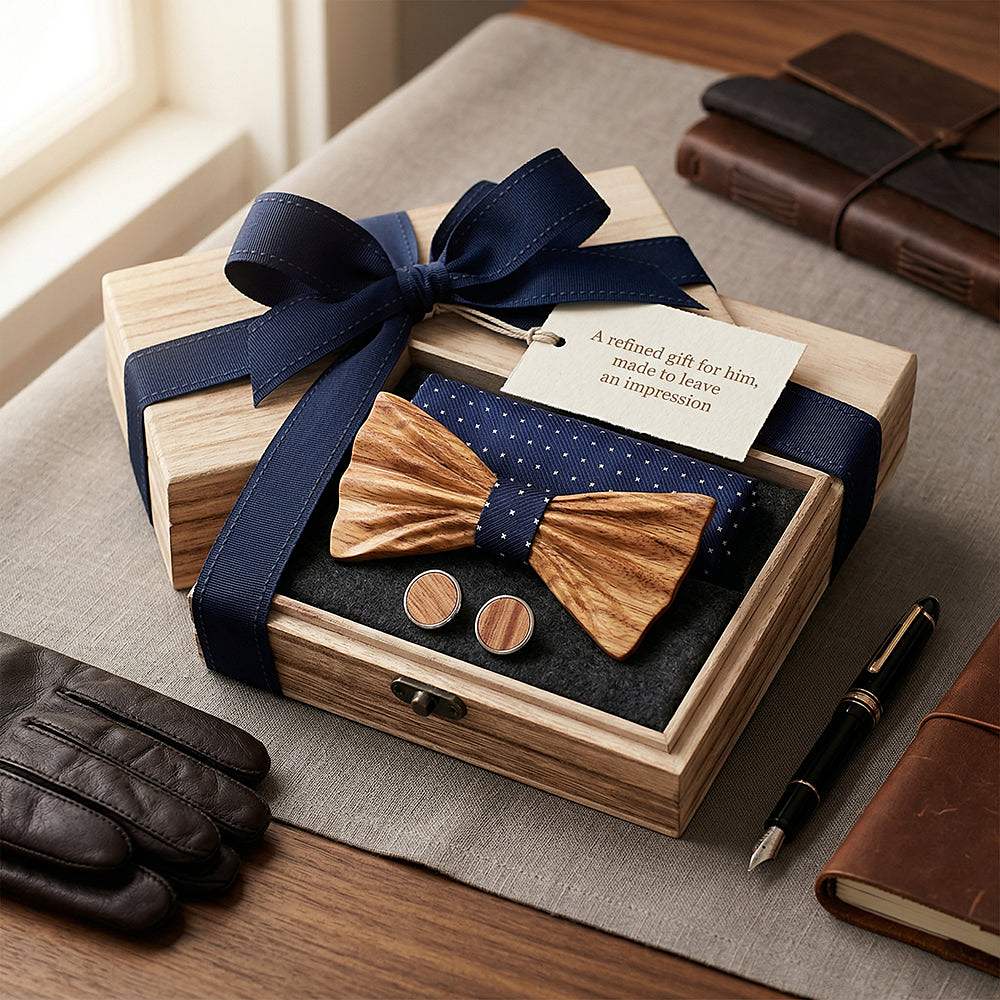 T248 T248  Grain Bow Tie Set, Zebrawood — view 8