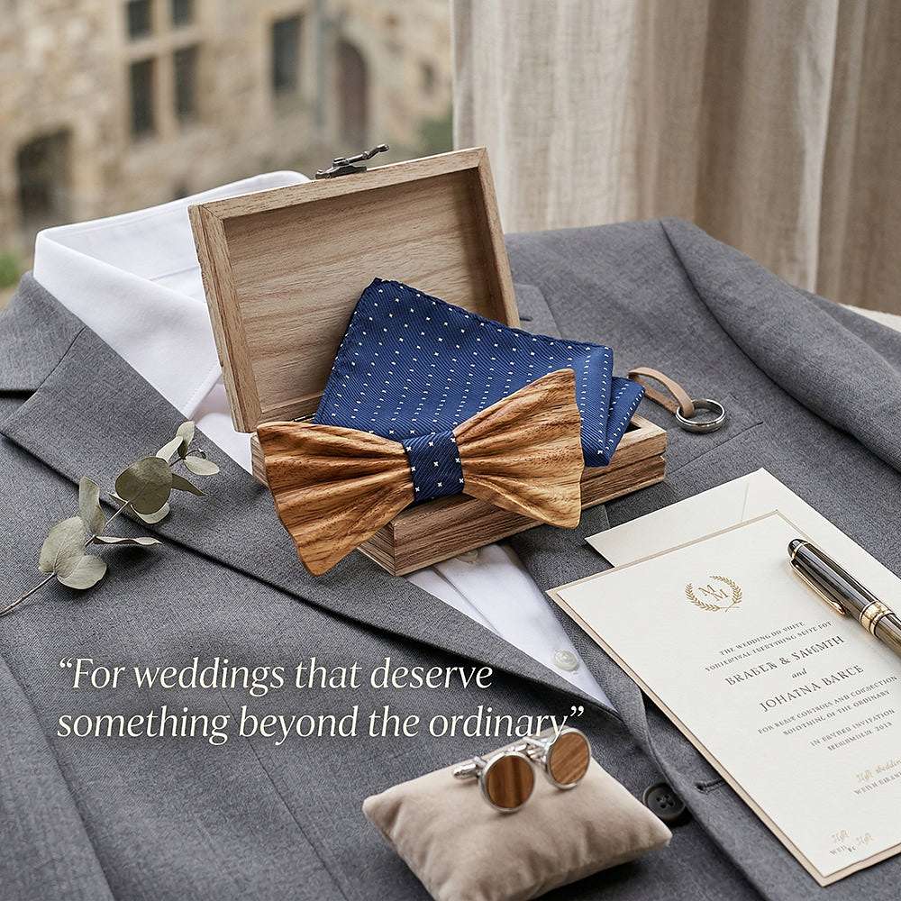 T248 T248  Grain Bow Tie Set, Zebrawood — view 9