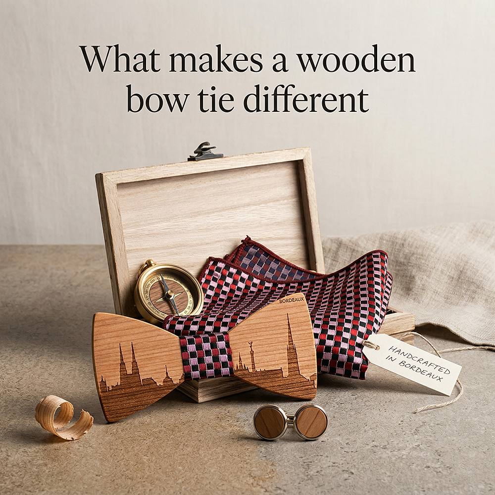 T251 T251  City Skyline Engraving Bow Tie Set, Walnut — view 7