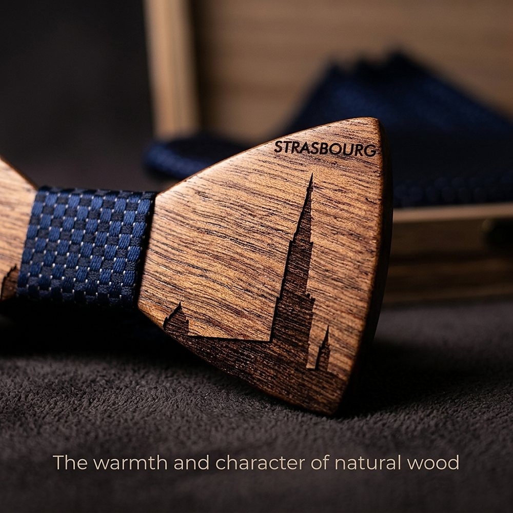 T253 T253  Custom City Silhouette Bow Tie Set, Walnut — view 4