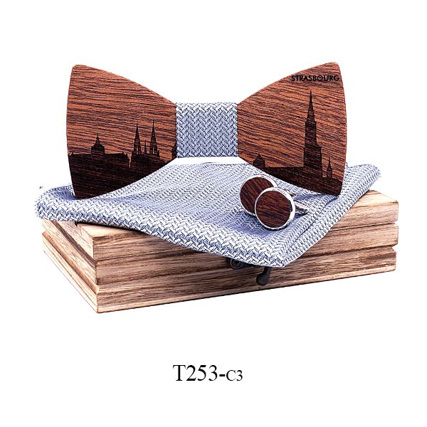 T253 T253  Custom City Silhouette Bow Tie Set, Walnut — colour C3