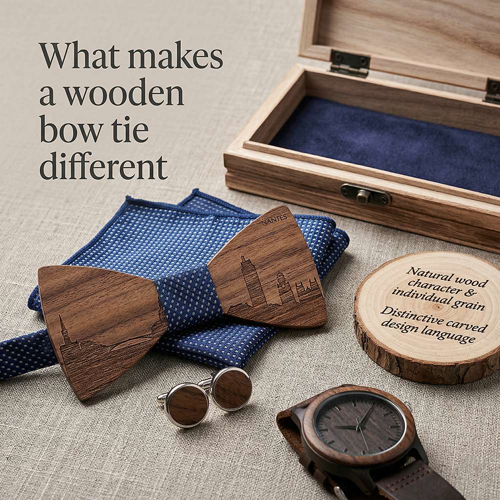 T254 T254  City Skyline Engraving Bow Tie Set, Walnut — view 8